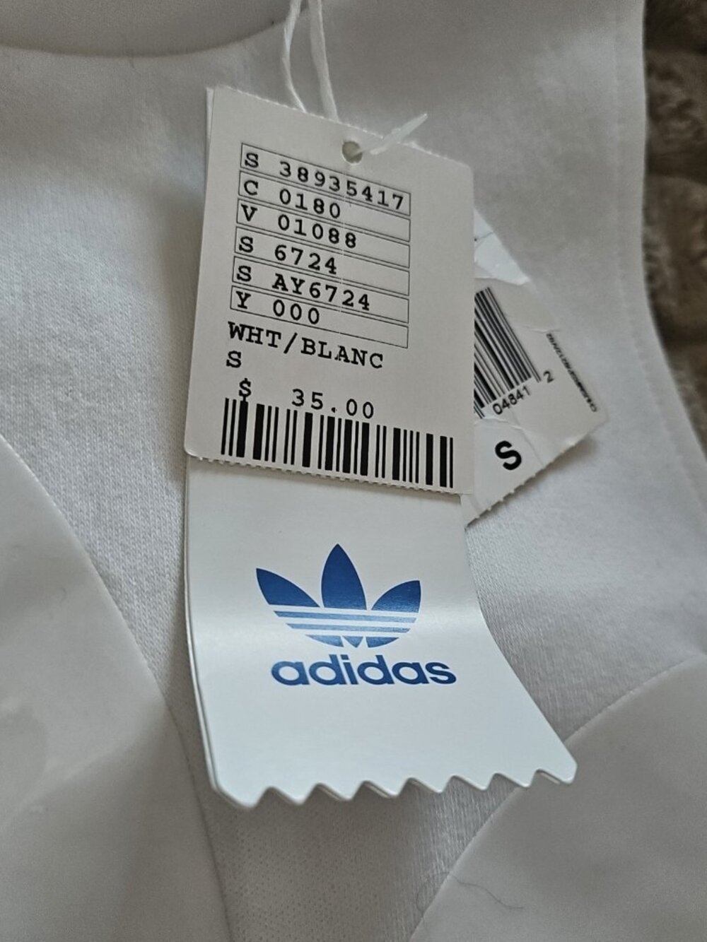 Adidas White Crop Top, Size S Women's - Picture 3 of 3